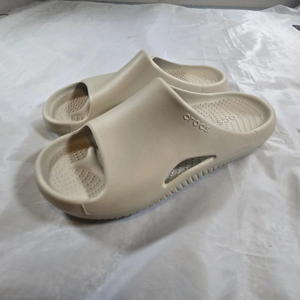 Crocs Mellow Recovery Slide Bone Beige Tan Men 10 Women 12 Comfort Sandals
